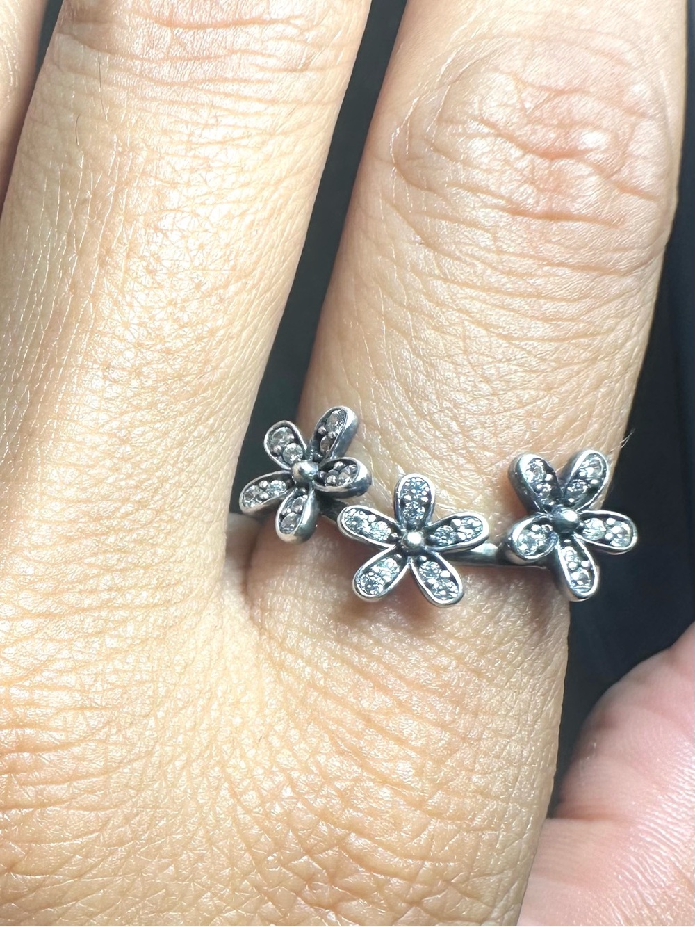 Auth Pandora Dazzling Daisies Ring S925 Ale Silver w Zirconias Size EU 54 / US 7